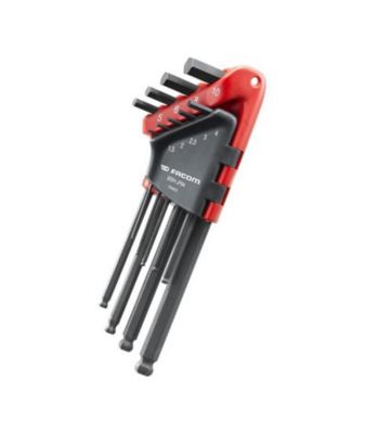 Clé mâle longue 6 pans tête sphérique Facom, lot de 9