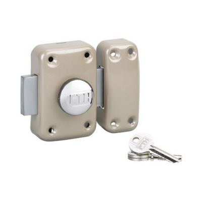 Verrou de sûreté Apache à bouton et cylindre 45 mm + plaque