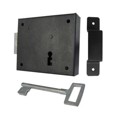 Serrure verrou en applique noire gauche 9.5 x 8.2 cm