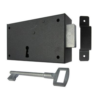 Serrure verrou en applique noire droite 1.5 x 8 cm
