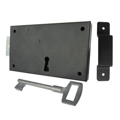 Serrure verrou en applique Diall noire gauche 1.5 x 8 cm