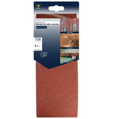 Bande de toile corindon 100 x 610 grain 120, lot de 3