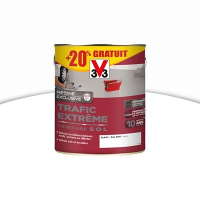 Peinture intérieure pour sol trafic extrême V33 blanc 2,5L + 20% gratuit