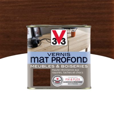 Vernis meubles et boiseries V33 Mat profond chêne foncé mat 0,5L