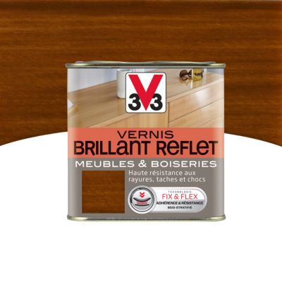 Vernis meubles et boiseries V33 Brillant reflet teck brillant 0,5L
