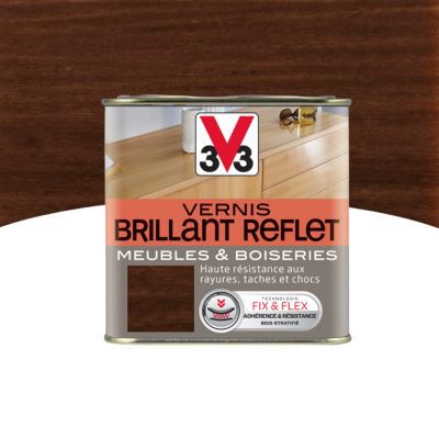 Vernis meubles et boiseries V33 Brillant reflet chêne foncé brillant 0,5L