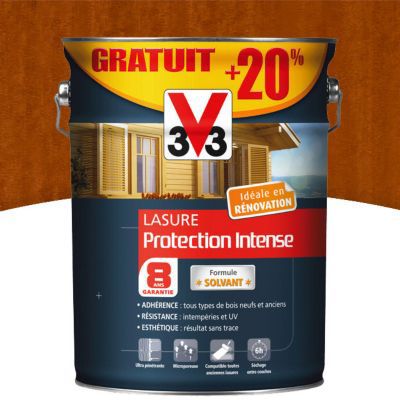 Lasure extérieure protection intense V33 chêne doré - 8 ans 5L + 20% gratuit