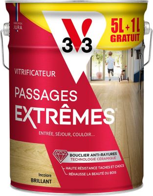 Vitrificateur parquet et plancher Passages extrêmes incolore brillant V33 5L +20% gratuit
