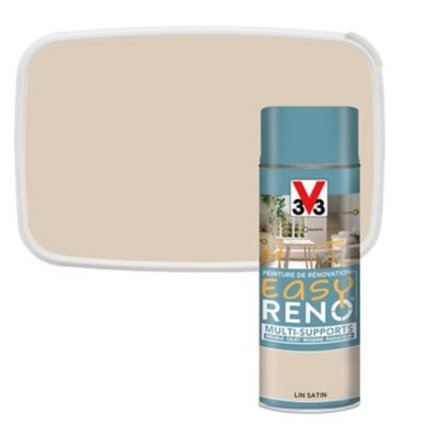 Peinture de rénovation aérosol multi-supports V33 Easy Reno lin satin 400ml