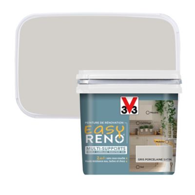 Peinture de rénovation multi-supports V33 Easy Reno gris porcelaine satin 0,75L