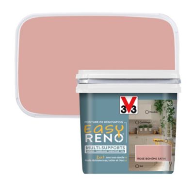 Peinture de rénovation multi-supports V33 Easy Reno rose bohème satin 0,75L