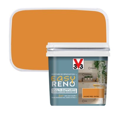 Peinture de rénovation multi-supports V33 Easy Reno jaune miel satin 0,75L