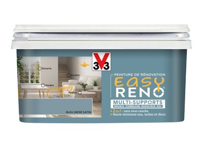 Peinture De Renovation Multi Supports V33 Easy Reno Bleu Gris Satin 2l Castorama