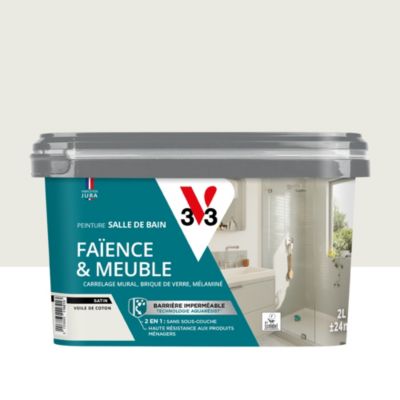 Peinture de rénovation faïence et meuble de salle de bain V33 voile de coton satin