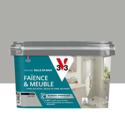 Peinture de rénovation faïence et meuble de salle de bain V33 loft satin