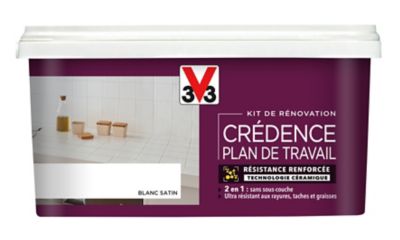 Kit de rénovation crédence plan de travail V33 blanc satin 1L