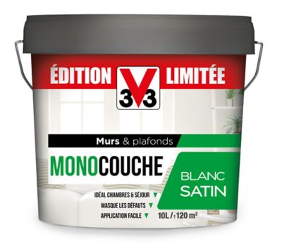 Peinture V33 murs et plafonds blanc satin 10L