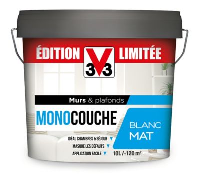Peinture V33 murs et plafonds blanc mat 10L