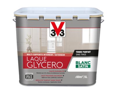 Laque glycéro multi-supports intérieur extérieur V33 satin blanc 5L