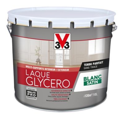 Laque multi support intérieur et extérieur glycéro V33 10L blanc satin