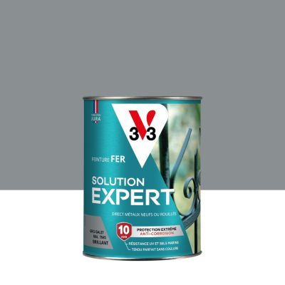 Peinture extérieure fer Solution expert gris galet brillant V33 250ml