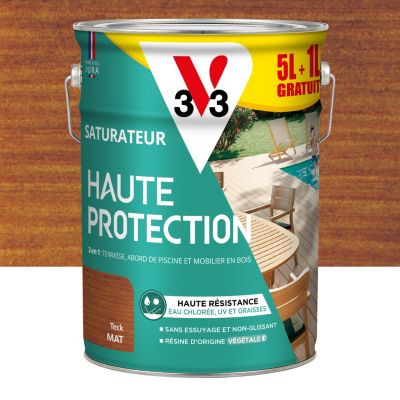 Saturateur extérieur Haute Protection V33 teck mat 5L + 20% gratuit