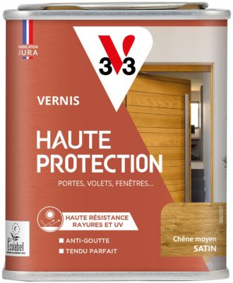 Vernis bois extérieur haute protection V33 chêne moyen satin 250ml