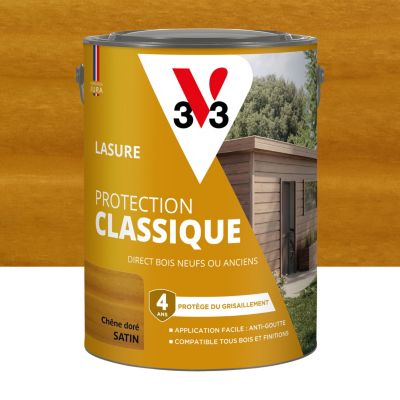 Lasure extérieure Haute Protection Protection Classique V33 chêne doré satin 5L