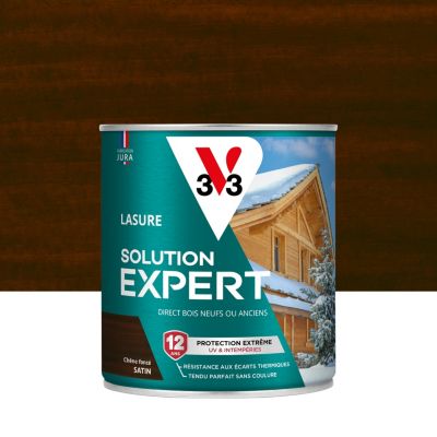 Lasure extérieure Haute Protection Solution Expert V33 chêne foncé satin 750 ml
