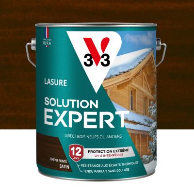 Lasure extérieure Haute Protection Solution Expert V33 chêne foncé satin 5 L