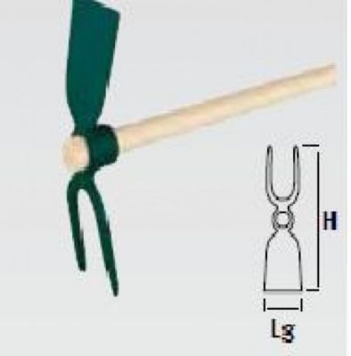 LEBORGNE Serfouette forgée panne et fourche 35cm avec manche en bois certifié PEFC 100%