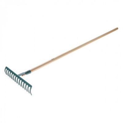Râteau forgé 14 dents courbes manche bois 1 50 largeur 35 cm 375141