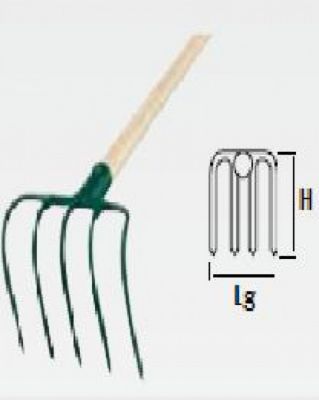 Leborgne Croc à fumier douille 5 dents manche bois certifié PEFC 100%