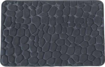 Tapis de bain antidérapant à mémoire de forme 50x80 cm, gris, Levasseur Mineral