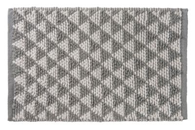 Tapis de bain gris et blanc en polycoton Cooper