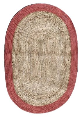 Tapis Bombay jute rouge et naturel 120 x 180 cm