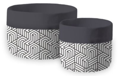Set de petits 2 paniers de rangement noir et blanc en polycoton Urbain