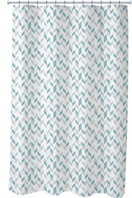 Rideau de douche bleu et blanc en polyester Scandi