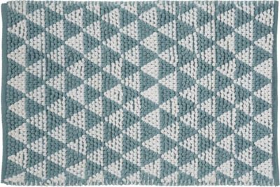 Tapis de bain bleu et blanc en polycoton Cooper
