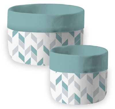 Set de petits 2 paniers de rangement bleu et blanc en polycoton Scandi