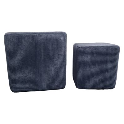 Lot 2 poufs Vintage velours bleu marine navy l.36 x H.35 cm + l.26 cm x H.27 cm