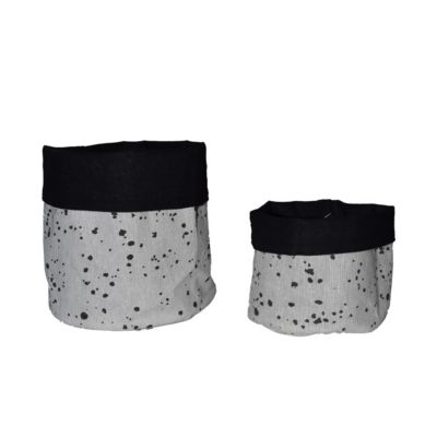 2 paniers de rangement salle de bains pliables, noir et blanc, Dotty