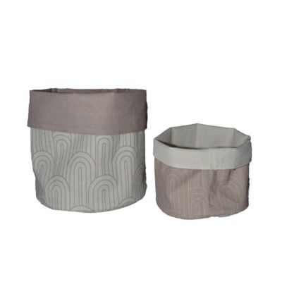 2 paniers de rangement salle de bains pliables, coloris beige, Retro