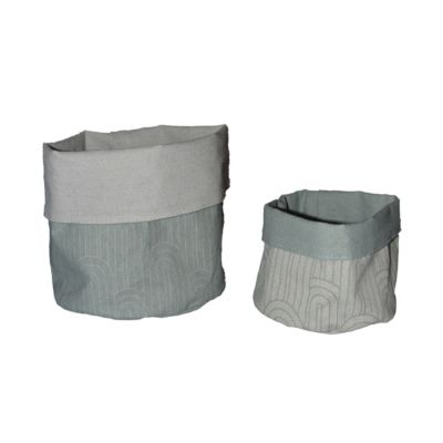 2 paniers de rangement salle de bains pliables, coloris vert d'eau, Retro