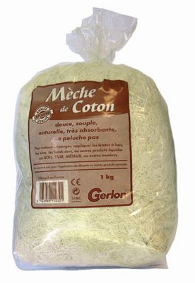 Mèches de coton pour teintes, cires, fonds durs sur bois, cuir et métaux Gerlon 1kg