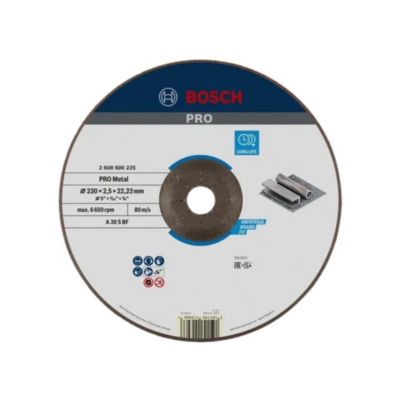 Disque à tronçonner EXPERT à moyeu déporté 230x2,5 mm pour métaux - BOSCH 2608600225