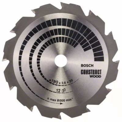 Lame de scie circulaire Construct Wood D160mm pour le bois 12 dents BOSCH 2608640630