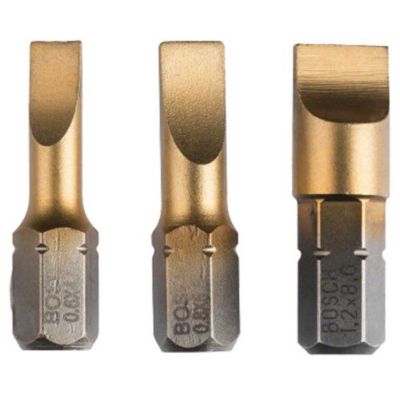 Bosch Embout pour vis à fente 4.5 mm, 5.5 mm, 8 mm Accessories 2607001751 TiN Forme: D 6.3 3 pc(s)