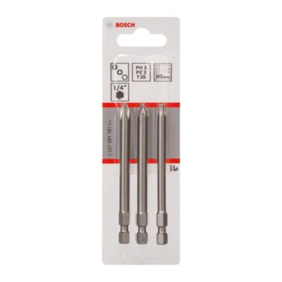 Set de 3 embouts de vissage Extra dur PH2 PZ2 T25TORX 89 mm BOSCH 2607001767