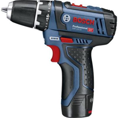 Perceuse-visseuse 12V GSR 12V-15 + 2 batteries 2Ah + chargeur + coffret L-BOXX - BOSCH - 0601868109